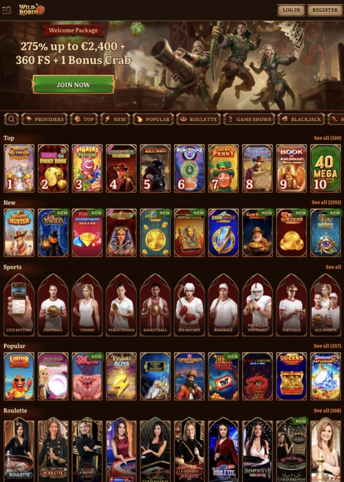 Spielhalle Slots Sammlung Auswahl Wild Robin Casino